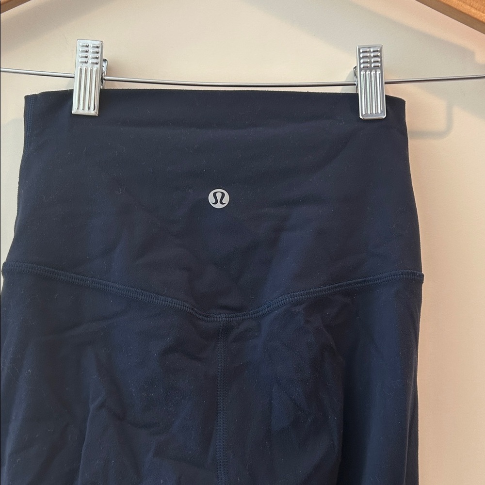 Lululemon Athletica Blue Align Crop wide waistband Leggings inner pouch size 2